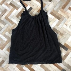 LOFT black velvet dot tie back shell. Size XL